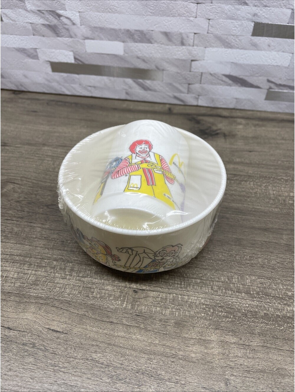 Vintage 1987 KIDS MEAL CUP AND BOWL SET FOR MCDONALD'S COLLECTORS NEW IN PACKAGE